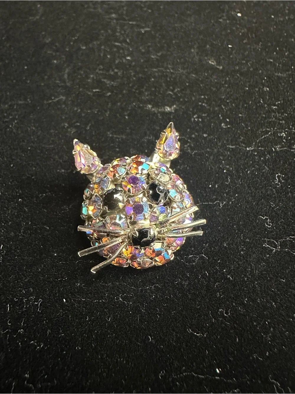 Pristine Vintage Warner Aurora Borealis Rhinestone Cat Brooch Pin 1950s-1971